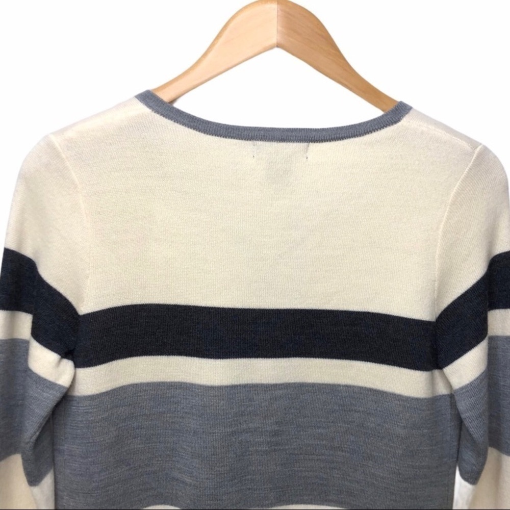 Adrienne Vittadini Open Front Striped Cardigan Size Small Gray Coatigan - Picture 6 of 9
